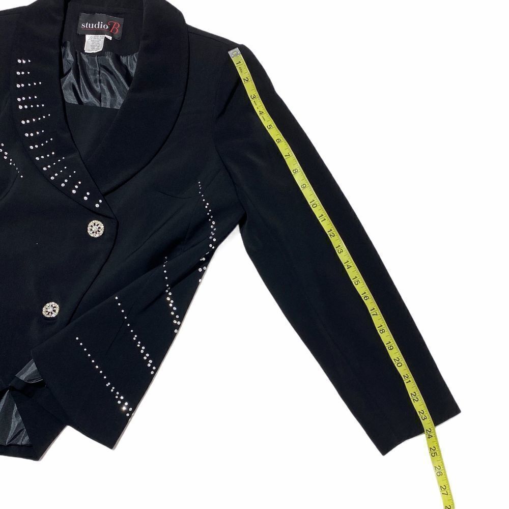STUDIO B Asymmetrical Sequined Button Jacket 12 - Picture 9 of 11